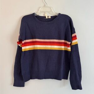 Sky and Sparrow Striped Navy Sweater L